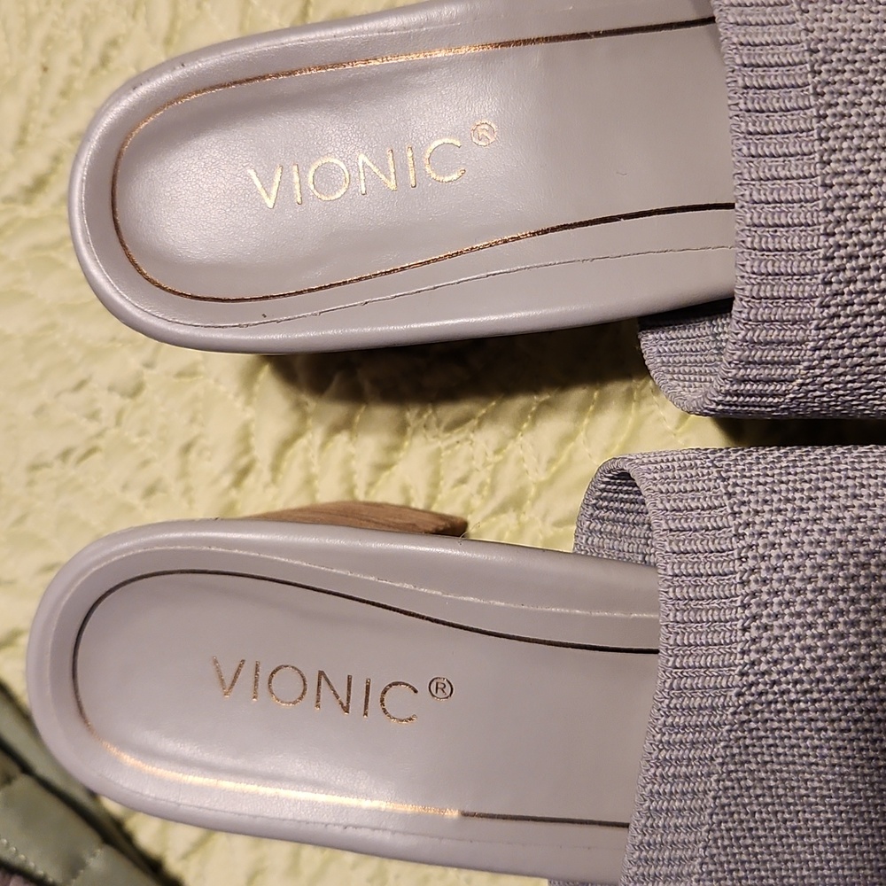 Vionic Fleur Slide On Mule Grey/Blue View 2